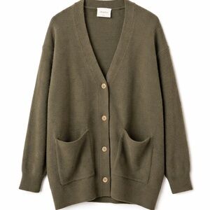 Wilfred Free Aritzia Olive Green Cozy Knit Button Cardigan Size Small